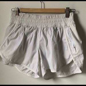lululemon tracker low-rise lined white running
shorts 8 EUC